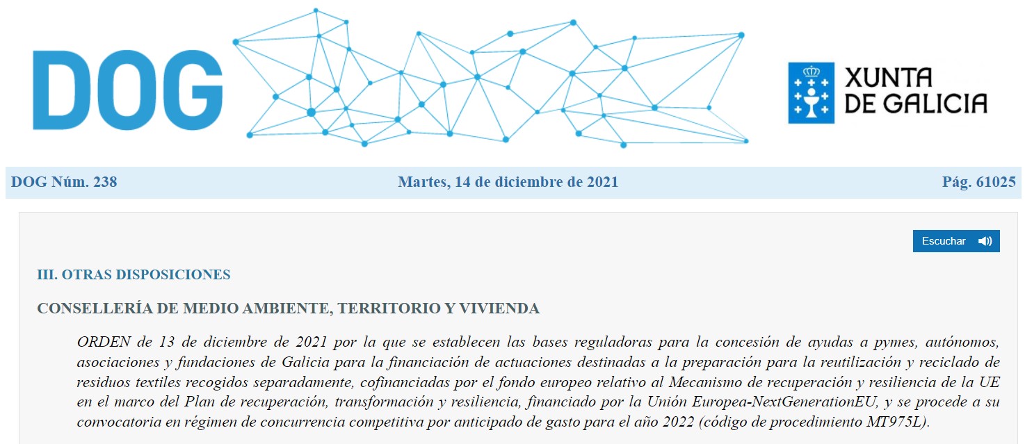 Cointega recuerda que el plazo de ayudas para la reutilización y reciclado de residuos textiles recogidos separadamente finaliza el 31 de enero de 2022