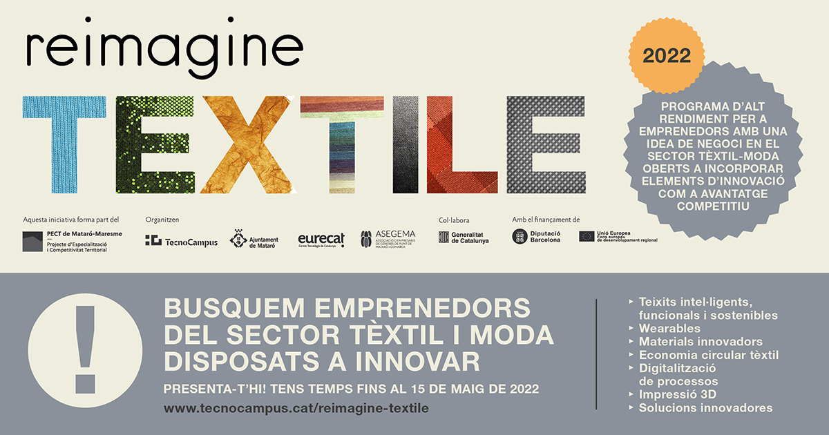 Abierta la convocatoria de la quinta edición del programa de Emprendimiento Reimagine Textile