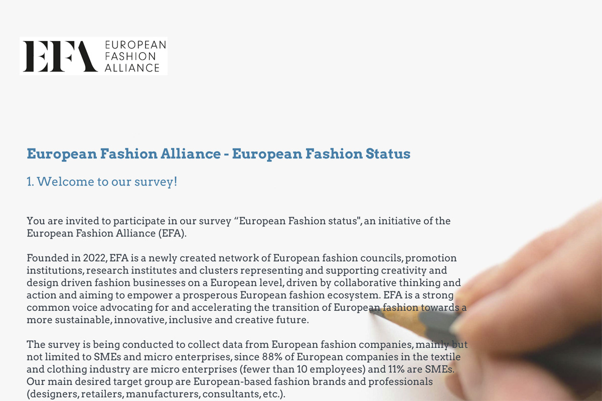 La Asociación Creadores de Moda de España (ACME) impulsa la encuesta de la European Fashion Alliance (EFA) para conocer la situación actual del sector