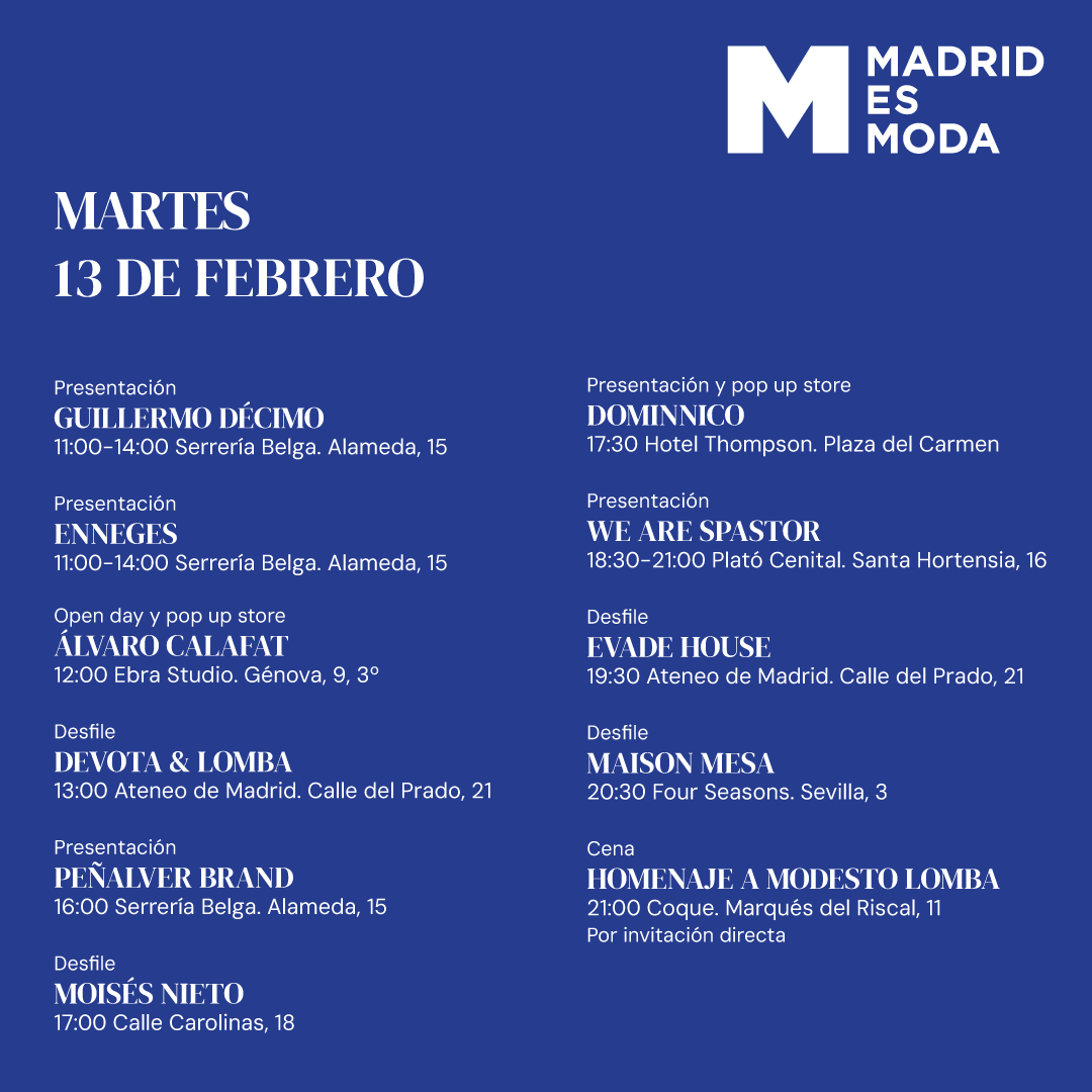 Todas las actividades de hoy 13 de febrero de Madrid es Moda