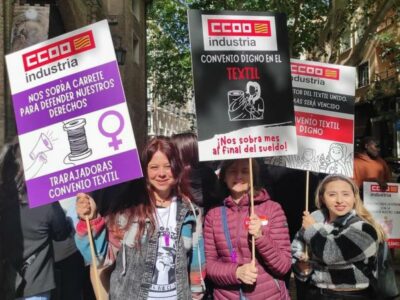 Según CCOO, "todo indica que la huelga del textil llegará en noviembre al negarse la patronal a unificar las diez tablas para acabar con los bajos salarios y poner fin a la desigualdad"