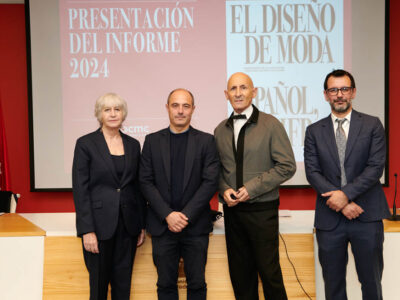 De izquierda a derecha: Pepa Bueno, directora ejecutiva de la Asociación Creadores de Moda de España (ACME); Gonzalo Cabrera, director general de cultura e industrias creativas de la Comunidad de Madrid; Modesto Lomba, presidente de ACME y Christian de Angelis, cofundador de Modaes.