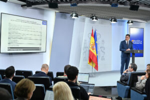 El presidente del Gobierno, Pedro Sánchez, durante su comparecencia tras el Consejo de Ministros.| Pool Moncloa/Borja Puig de la Bellacasa