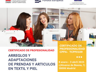 La Asociación de Empresas de Confección y Moda de la Comunidad de Madrid (Asecom) promueve un nuevo curso de 'Arreglos y adaptaciónes de prendas y artículos en textil y piel'