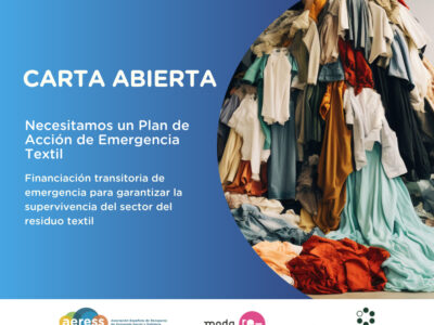 La Asociación Española de Recuperadores de Economía Social y Solidaria (AERESS), Moda re- y RREUSE alertan de la emergencia en el sector de los residuos textiles