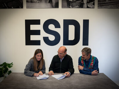 Georgina Bombardó, Directora General de ESDI, junto a José Gallés, CEO de Inter Leather y Jorge Zuazo, jefe del Área de Moda de ESDI