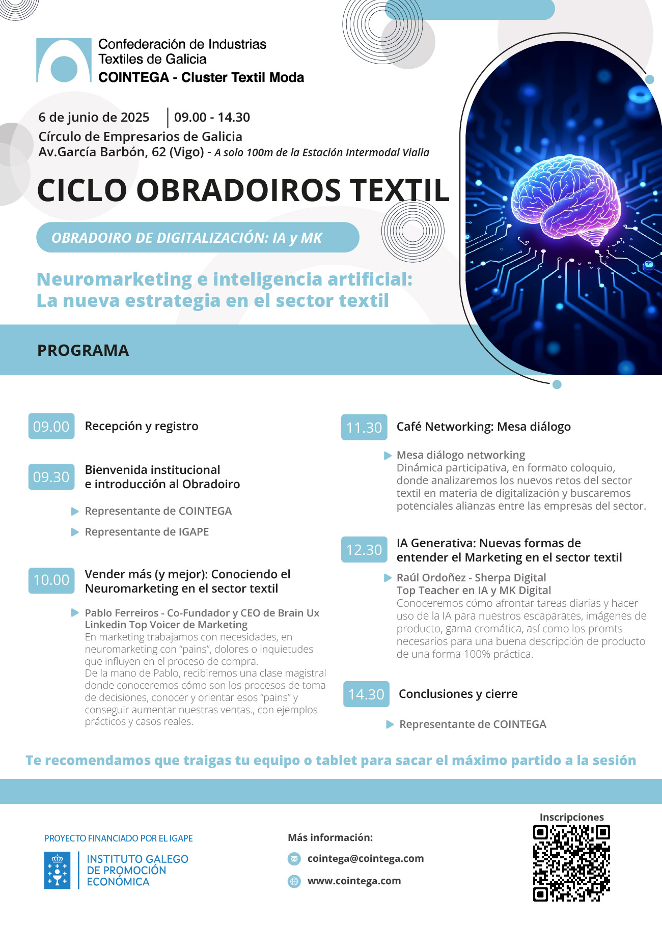 Cointega organiza un Obradoiro de Digitalización IA y Marketing “Neuromarketing e inteligencia artificial: La nueva estrategia en el sector textil”