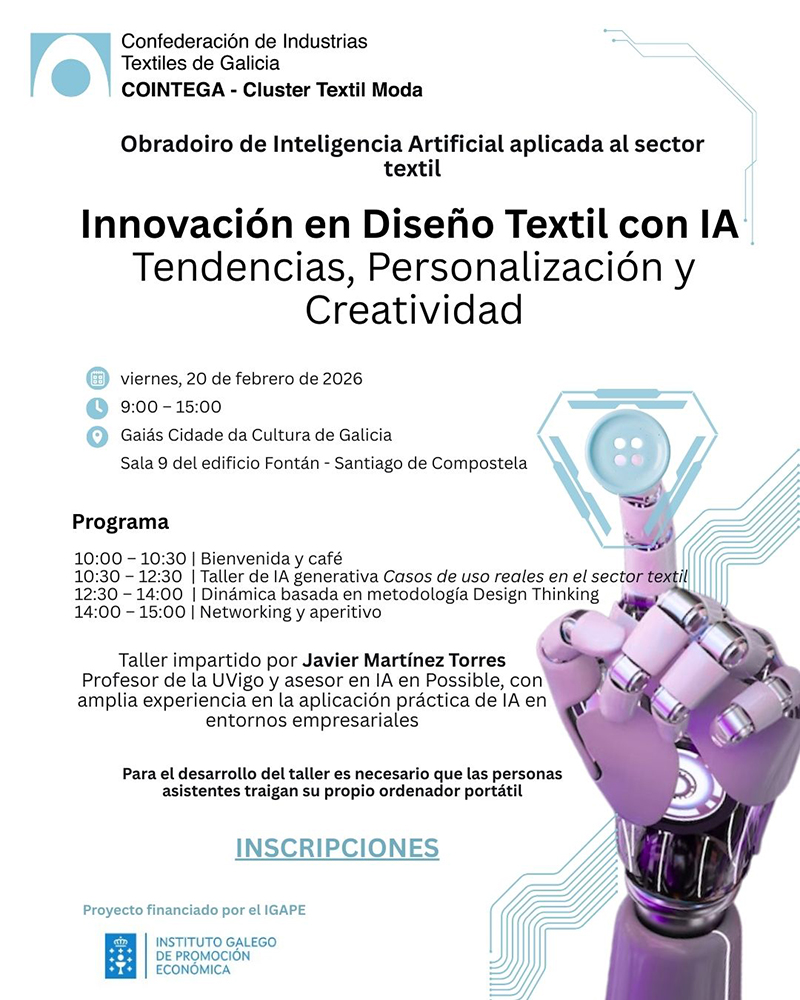 COINTEGA impulsa la transformación digital del textil con un Obradoiro de Inteligencia Artificial