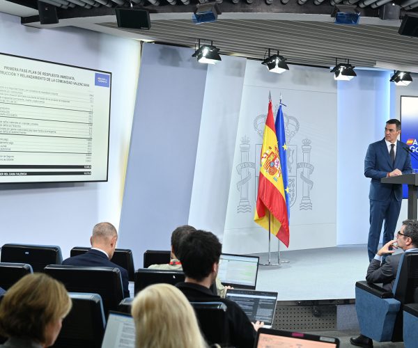 El presidente del Gobierno, Pedro Sánchez, durante su comparecencia tras el Consejo de Ministros.| Pool Moncloa/Borja Puig de la Bellacasa