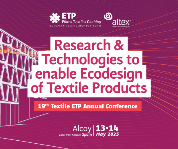 AITEX acogerá en su sede de Alcoy la 19ª Conferencia Anual de Textile ETP en 2025