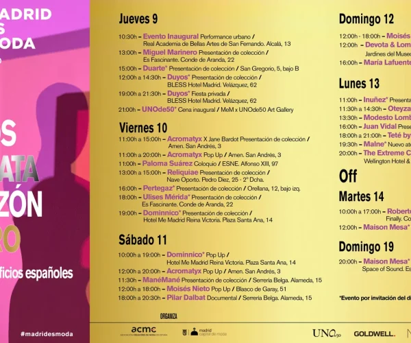 Madrid es Moda: Calendario 13 de febrero