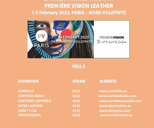 Acexpiel organiza la participación de 6 empresas en la feria Première Vision Paris