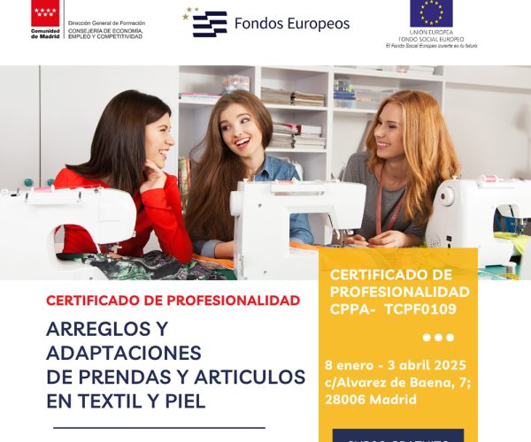 La Asociación de Empresas de Confección y Moda de la Comunidad de Madrid (Asecom) promueve un nuevo curso de 'Arreglos y adaptaciónes de prendas y artículos en textil y piel'