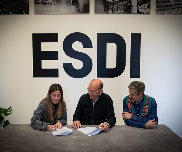 Georgina Bombardó, Directora General de ESDI, junto a José Gallés, CEO de Inter Leather y Jorge Zuazo, jefe del Área de Moda de ESDI