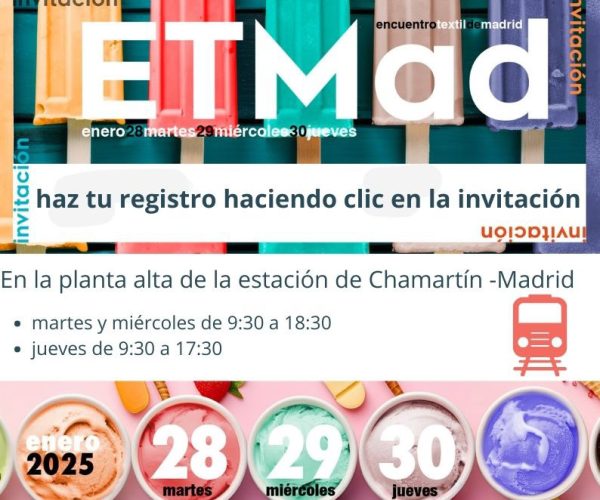 La próxima edición de la feria de tejidos y fornituras ETMad tendrá lugar del 28 al 30 de enero