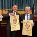 La Federación de Industrias del Calzado Español (FICE) celebra el premio ‘Fedelta al lavoro’ que han recibido los empresarios Enrique Esquitino de Illice y Jaime Carbonell de Calzados Danubio